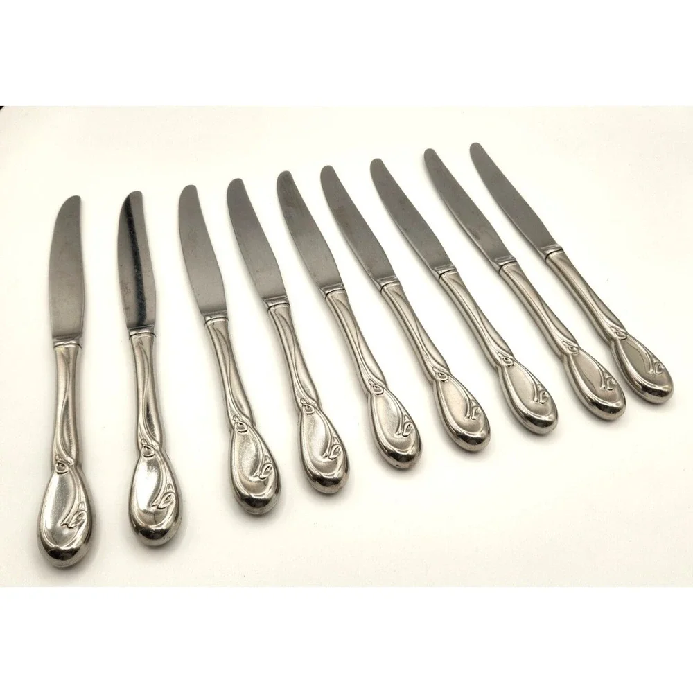 Oneida Lily Stainless Flatware Dinner Knives - Lot of 9 -  Hollow Handle